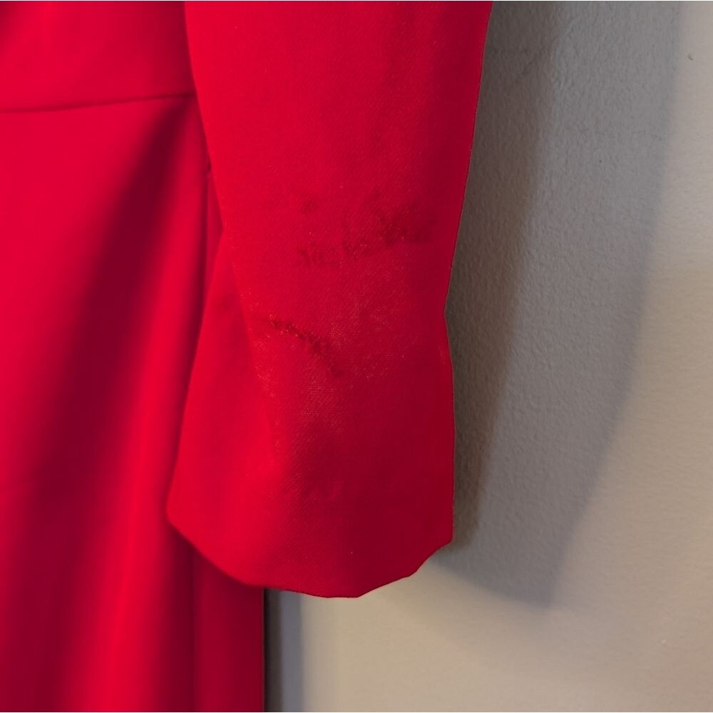 MILLY ruby red Claire Puff Sleeve cocktail sheath dress size 8 boatneck flaw - Picture 7 of 8
